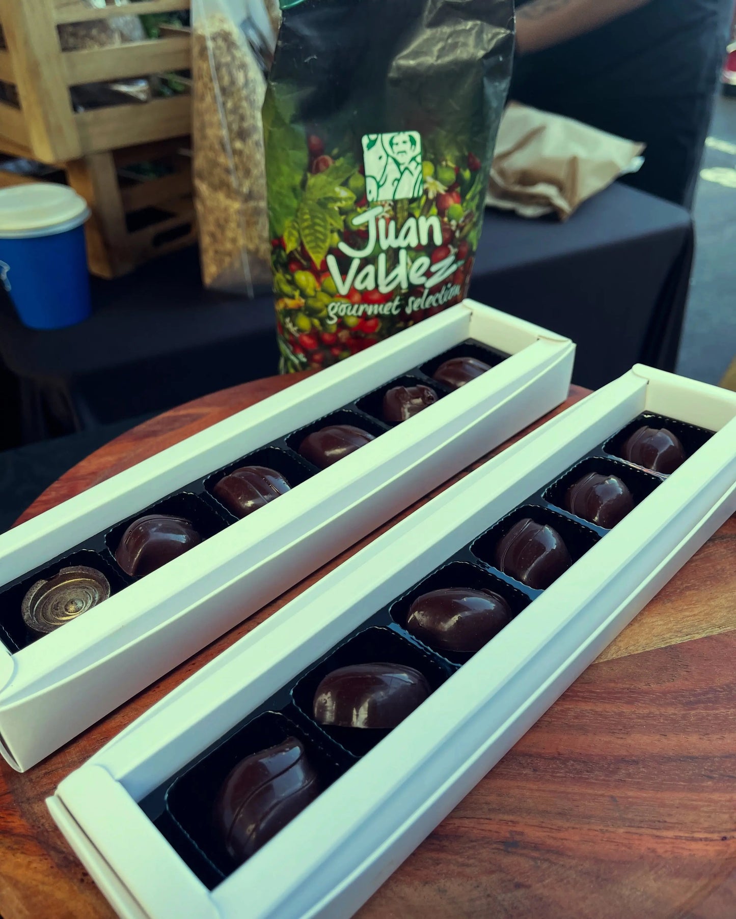 54% Cacao Belgian Dark Chocolate Bonbon Coffee Design with Premium Colombian Coffee Ganache