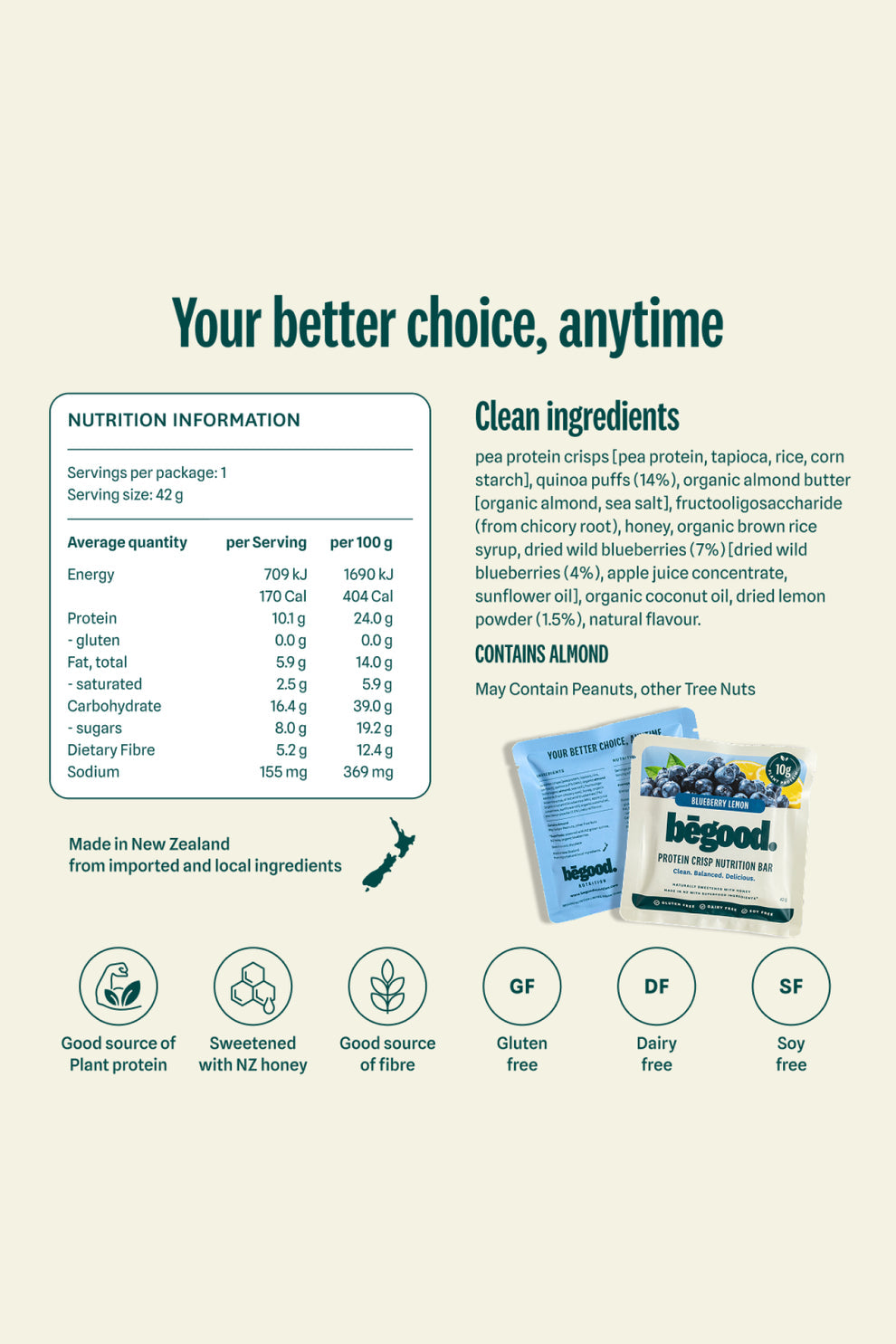 Protein Crisp Nutrition Bar | Blueberry Lemon