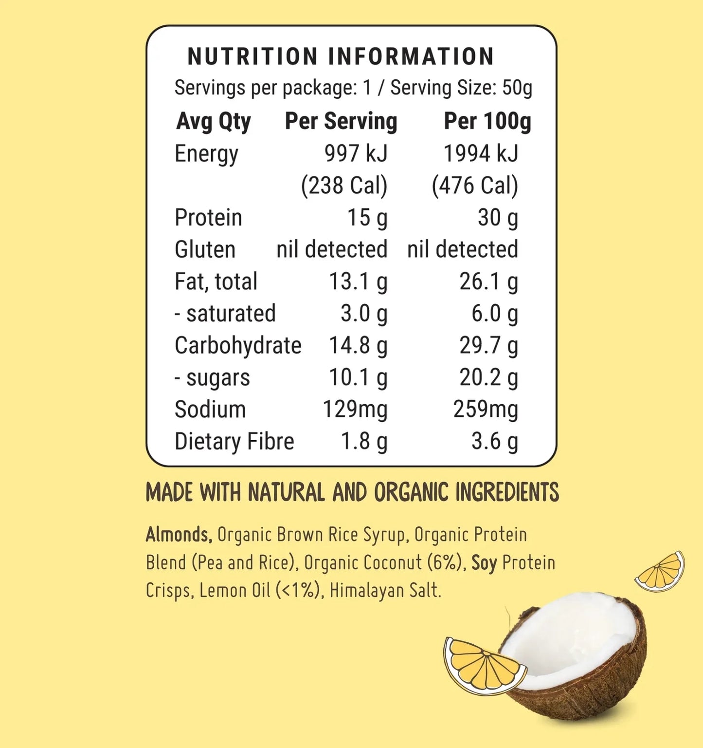 Protein Bar | Lemon Coconut