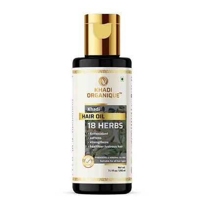 18 Herbs Hair Oil (Mineral Oil Free) -210 ml Khadi Organique