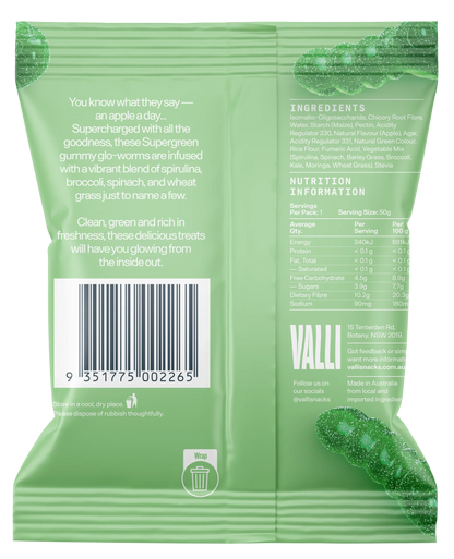 Gummies | Sour Apple Supergreen Glo-worms