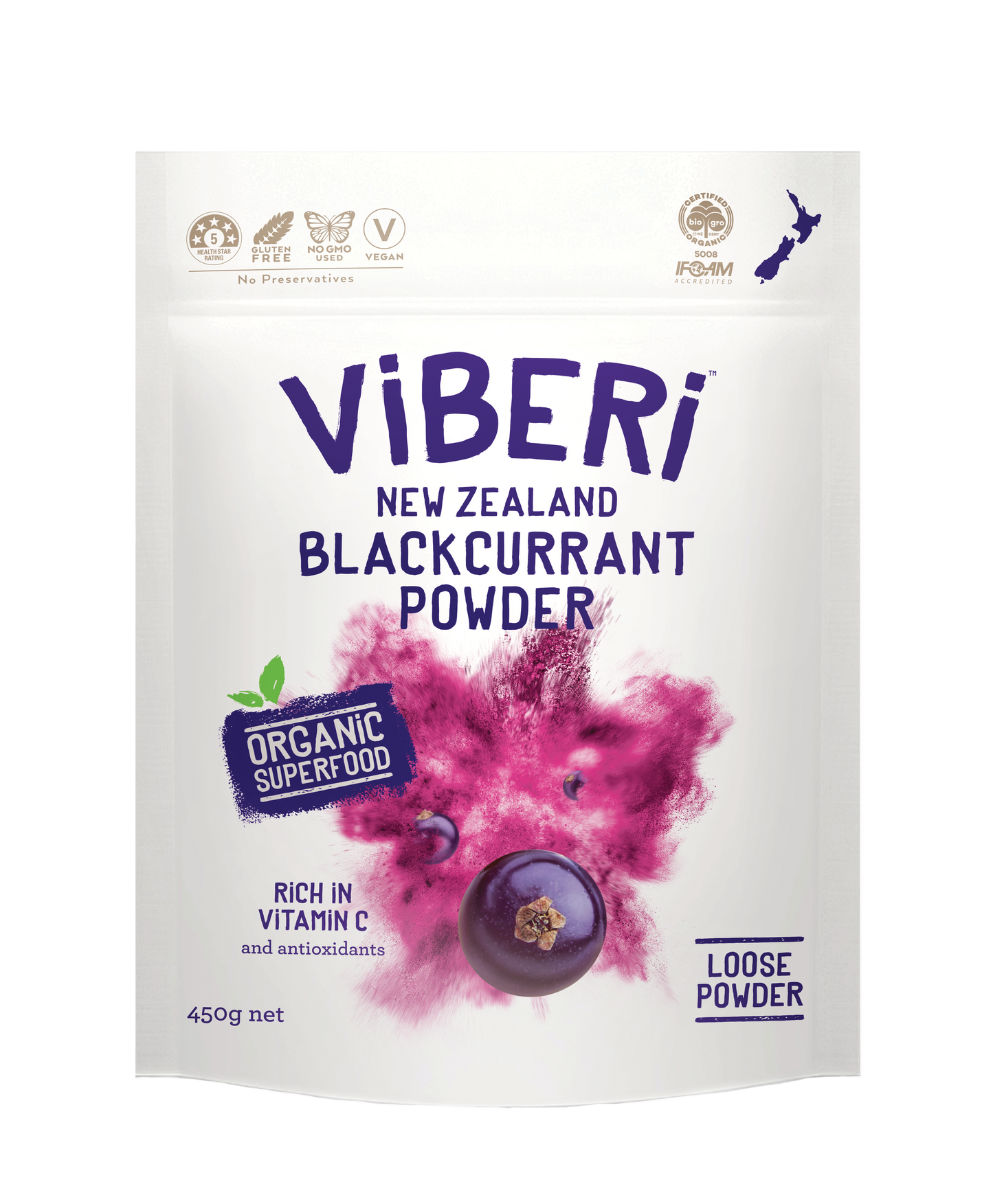 Organic Blackcurrant Powder 450g (Loose Powder)