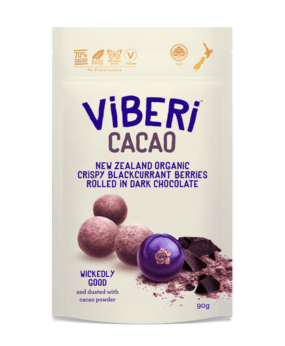 CACAO 70% Organic Dark Chocolate Rolled Blackcurrants 90gm