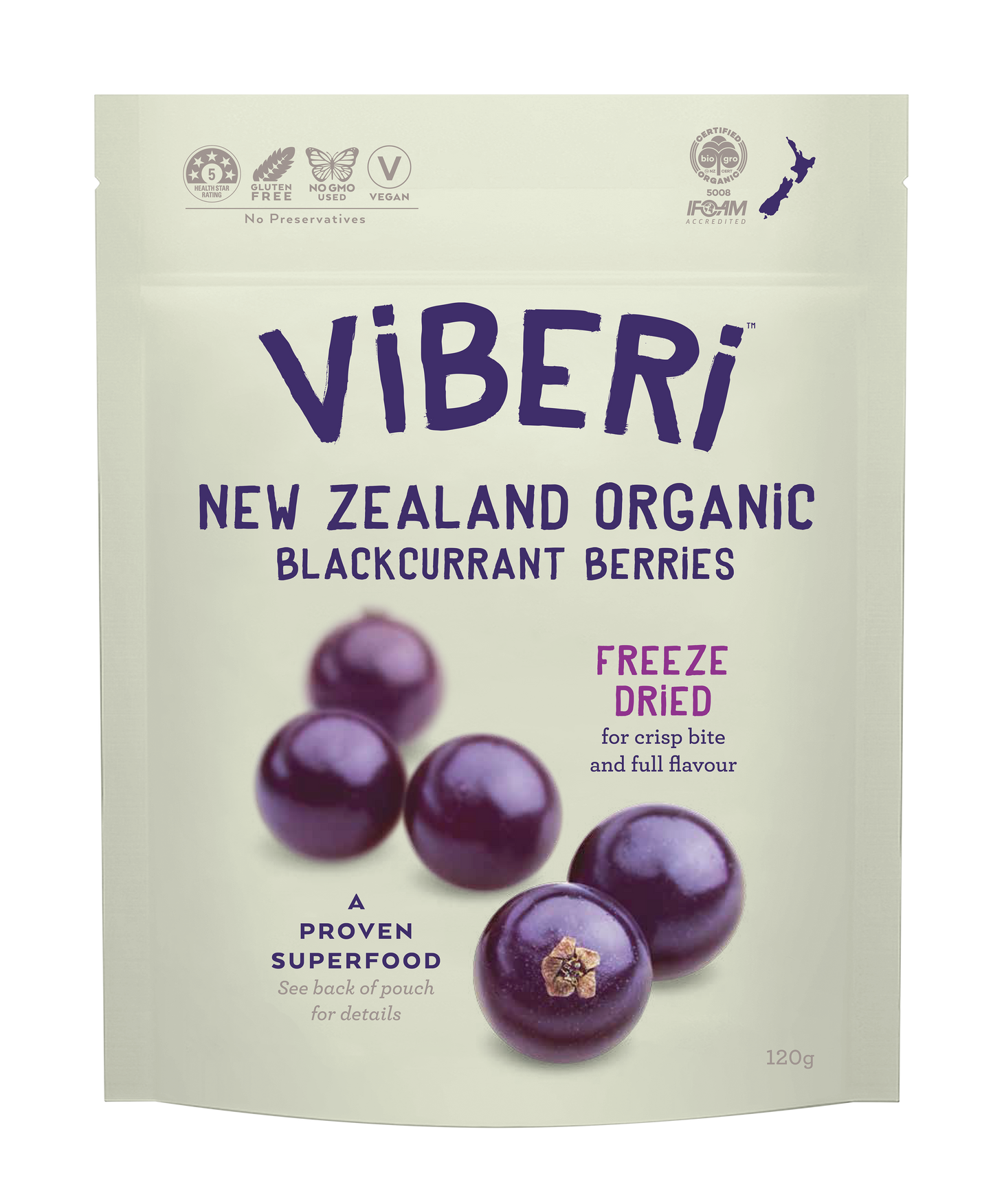 Freeze Dried Organic Blackcurrants 120g