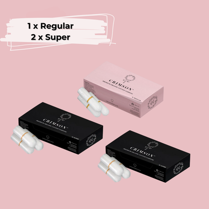 Heavy Flow Organic Tampon Bundle – 2 x super and 1 x regular