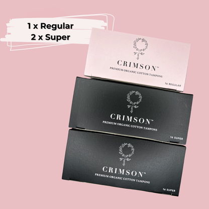 Heavy Flow Organic Tampon Bundle – 2 x super and 1 x regular