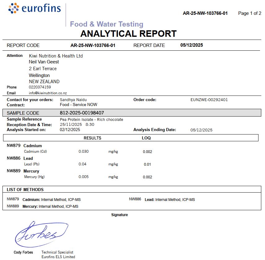Pea Protein Powder - Chocolate 1kg