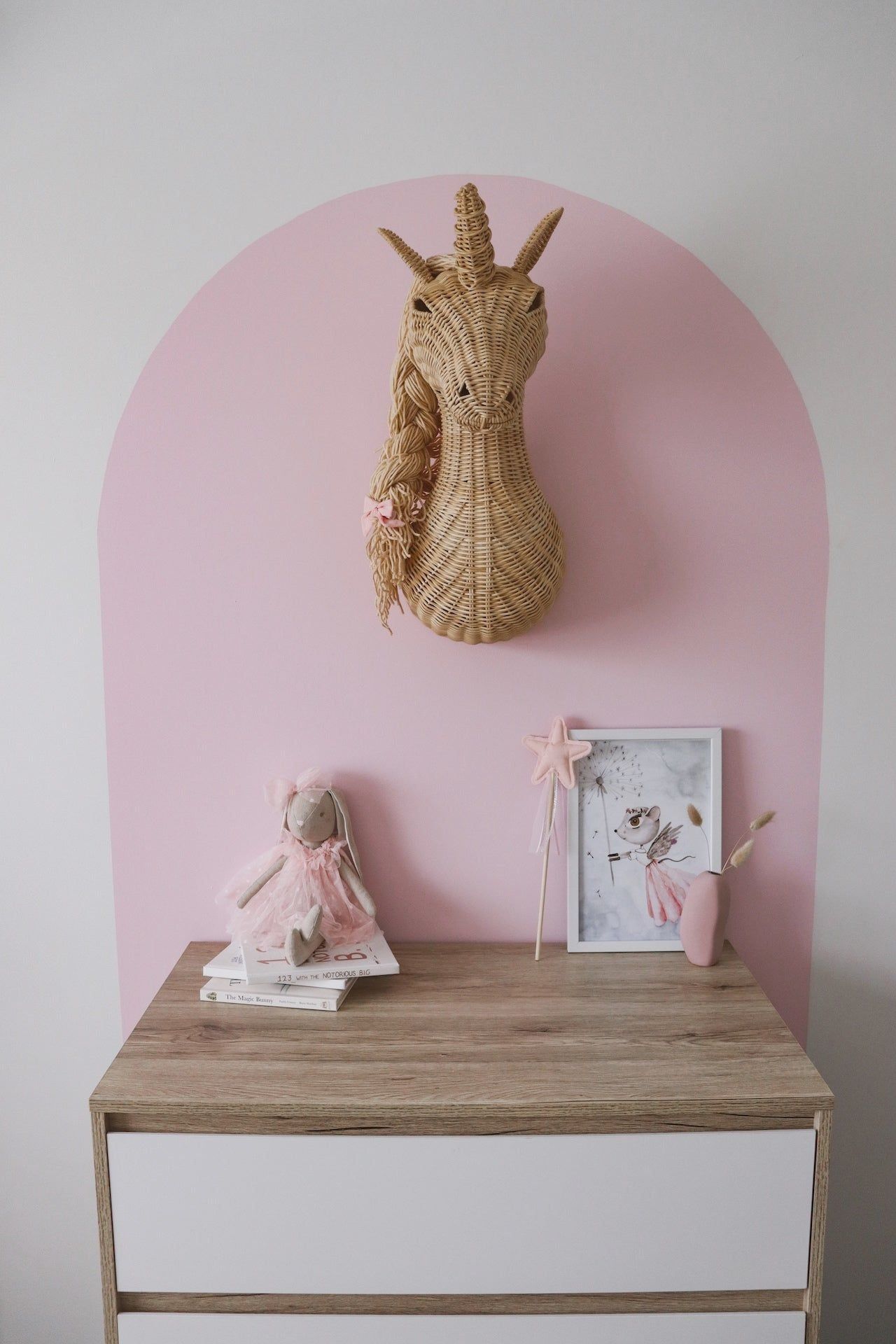 Rattan Unicorn wall mount