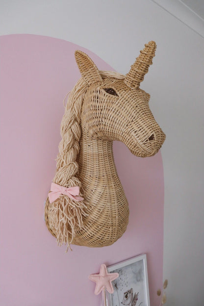 Rattan Unicorn wall mount