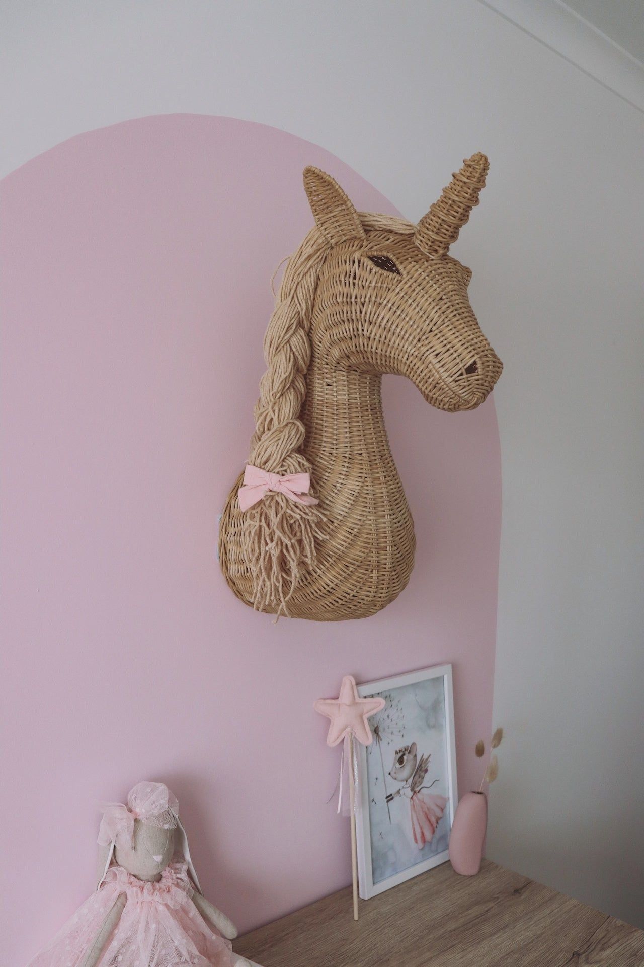 Rattan Unicorn wall mount