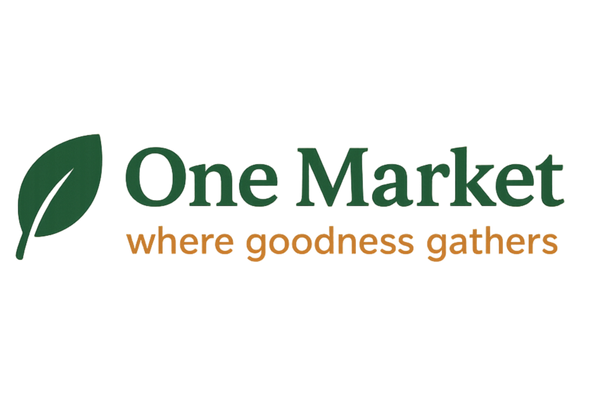 One Market logo with a leaf icon on a white background
