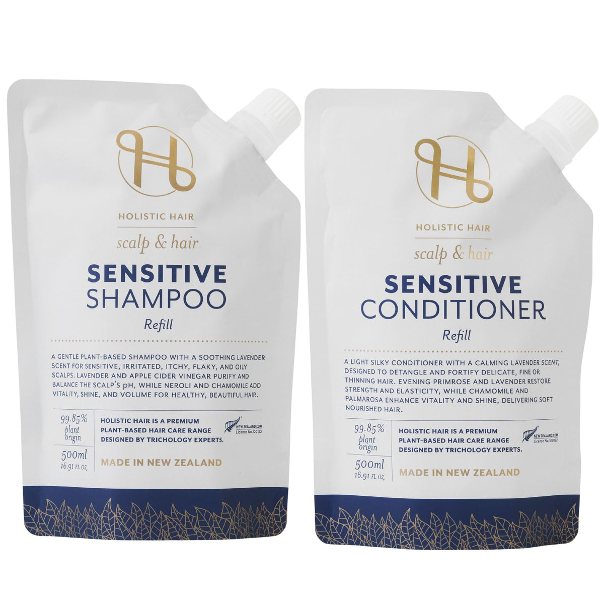 Sensitive Shampoo and Conditioner Refill Pouch Set 500ML