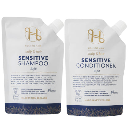 Sensitive Shampoo and Conditioner Refill Pouch Set 500ML