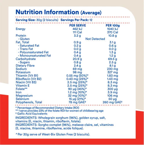 Sanitarium Weet-Bix Gluten Free Breakfast Cereal 375g