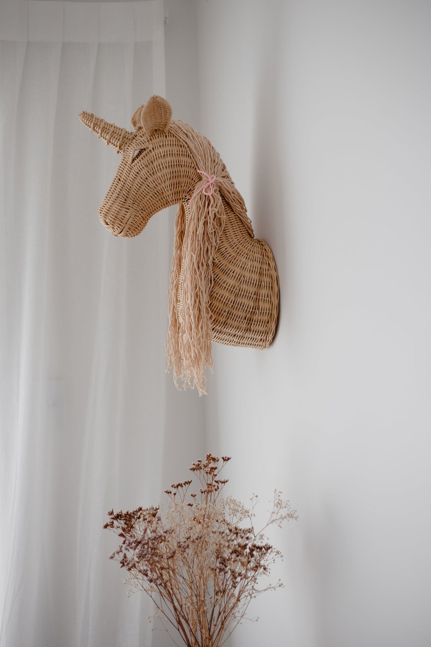 Rattan Unicorn wall mount