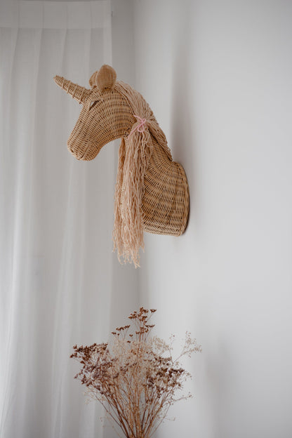 Rattan Unicorn wall mount