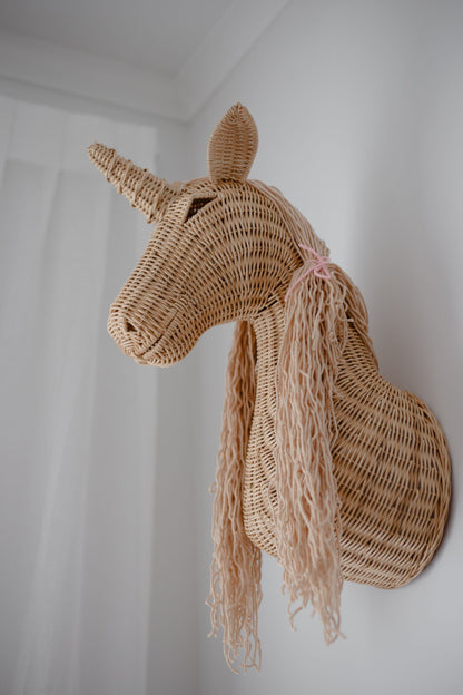 Rattan Unicorn wall mount