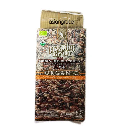 Organic tri-colour Brown-Red-Black Rice 1kg
